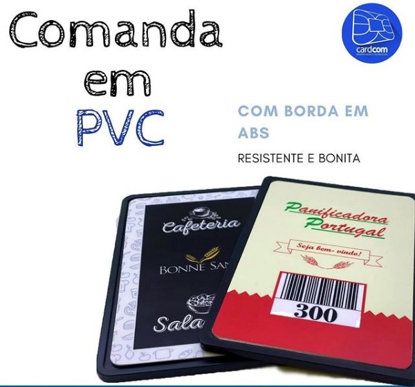 Comanda de consumo para padarias e lanchonetes em PVC - Cardcom Crachá,  Cartão e Carteirinha em PVC